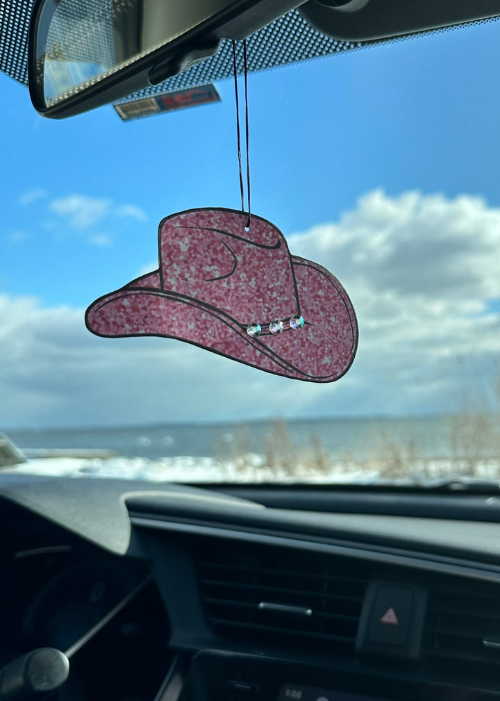 Pink Cowgirl Hat with Rhinestones Car Air Freshener