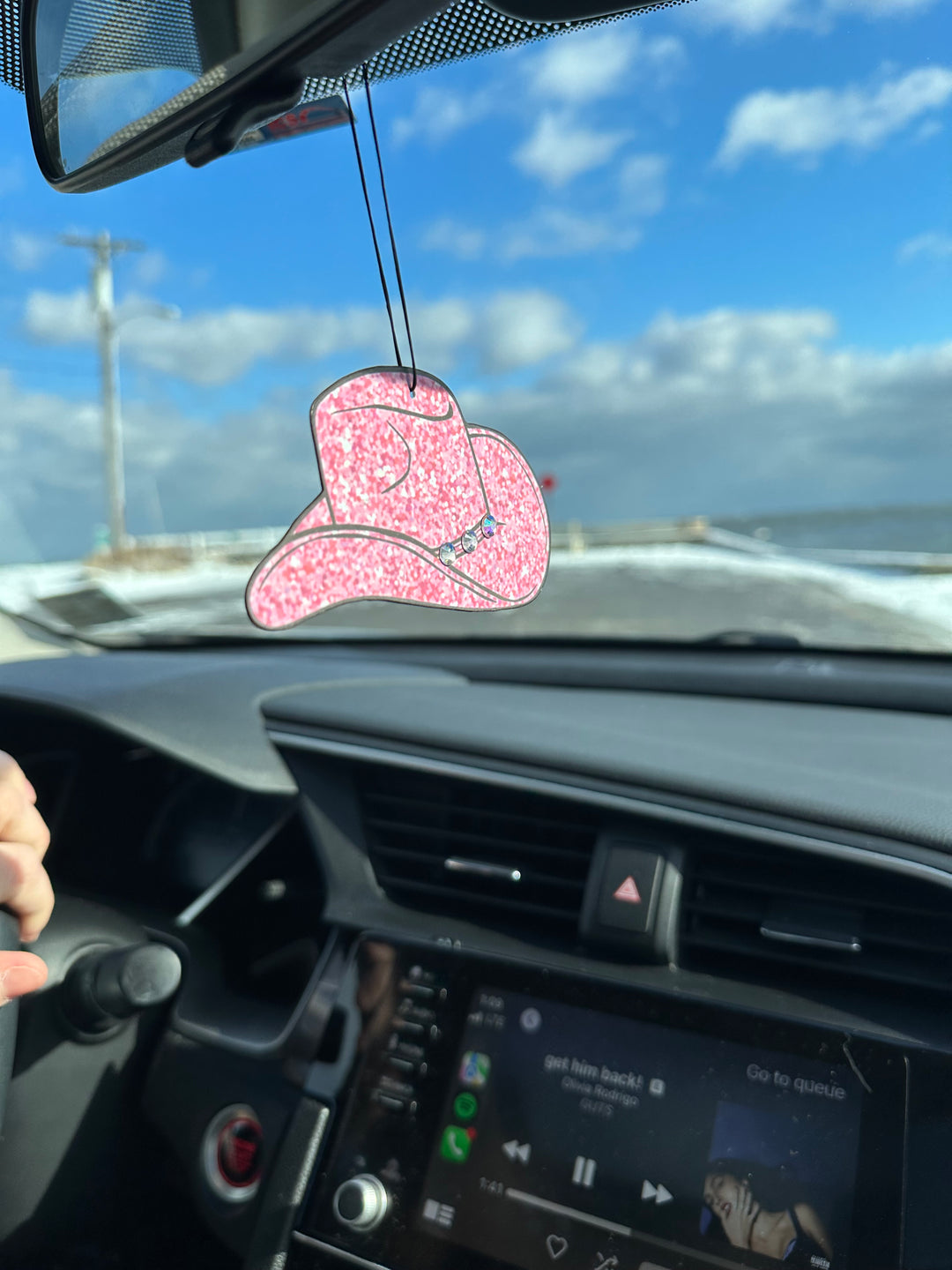 Pink Cowgirl Hat with Rhinestones Car Air Freshener