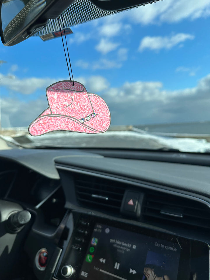 Pink Cowgirl Hat with Rhinestones Car Air Freshener