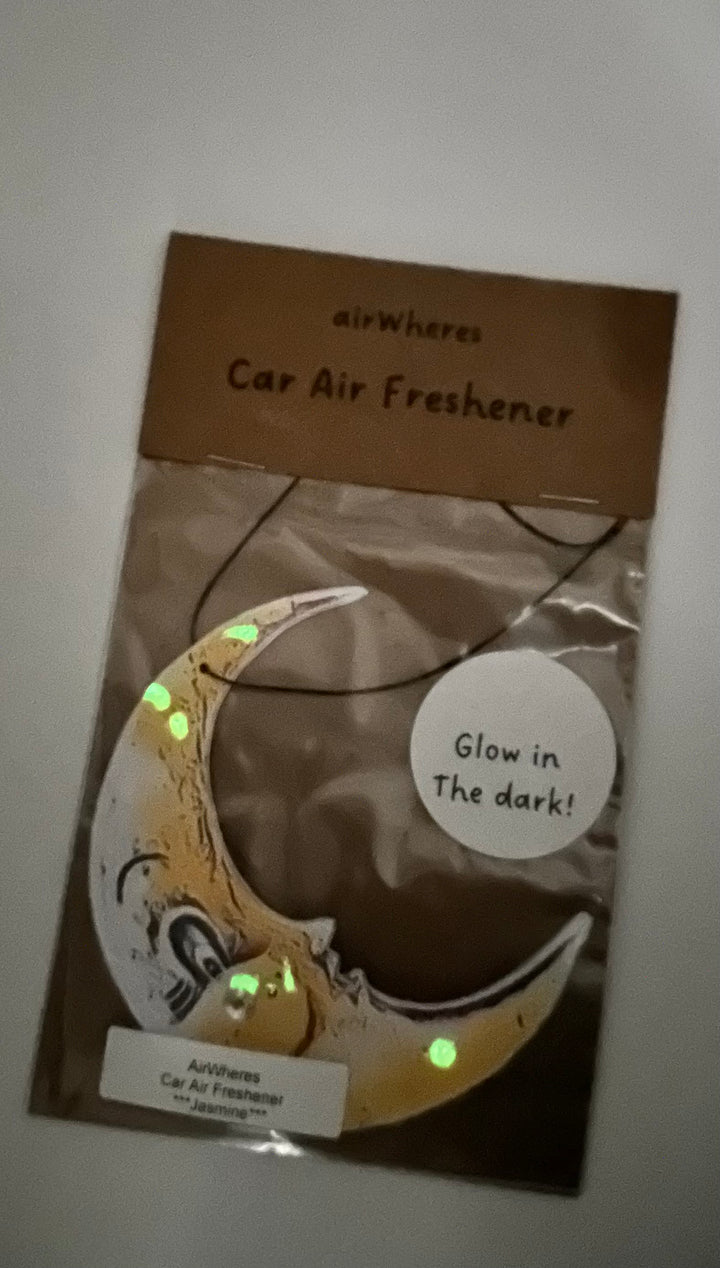 Crescent Moon Car Air Freshener with Glow Accents