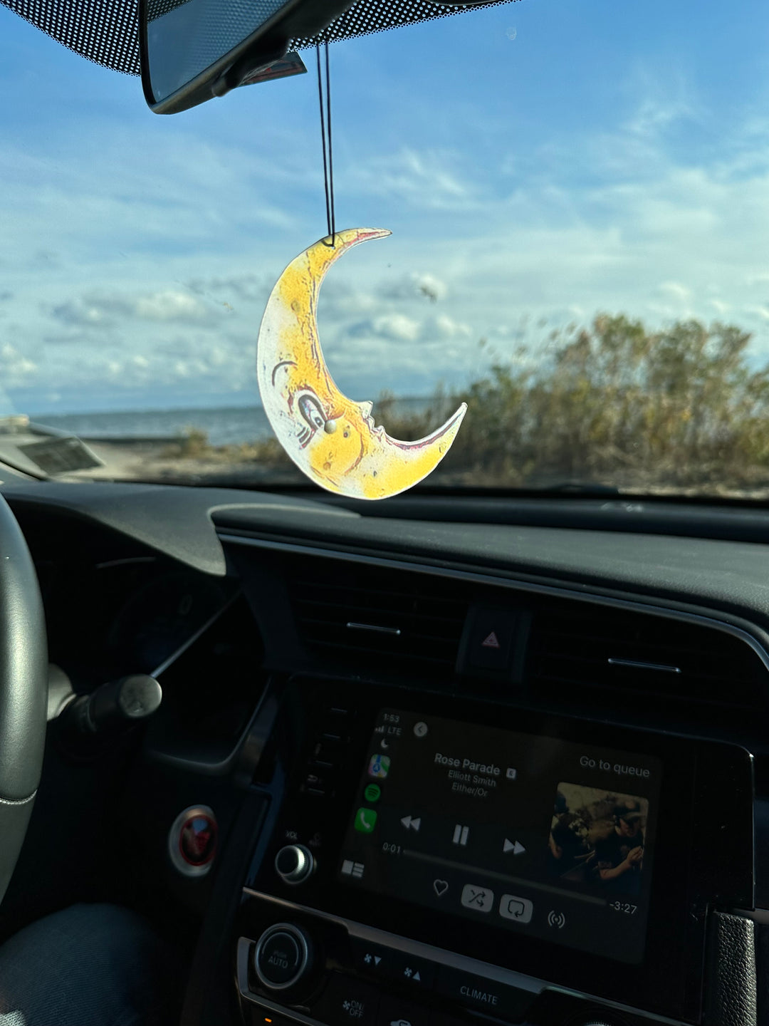 Crescent Moon Car Air Freshener with Glow Accents