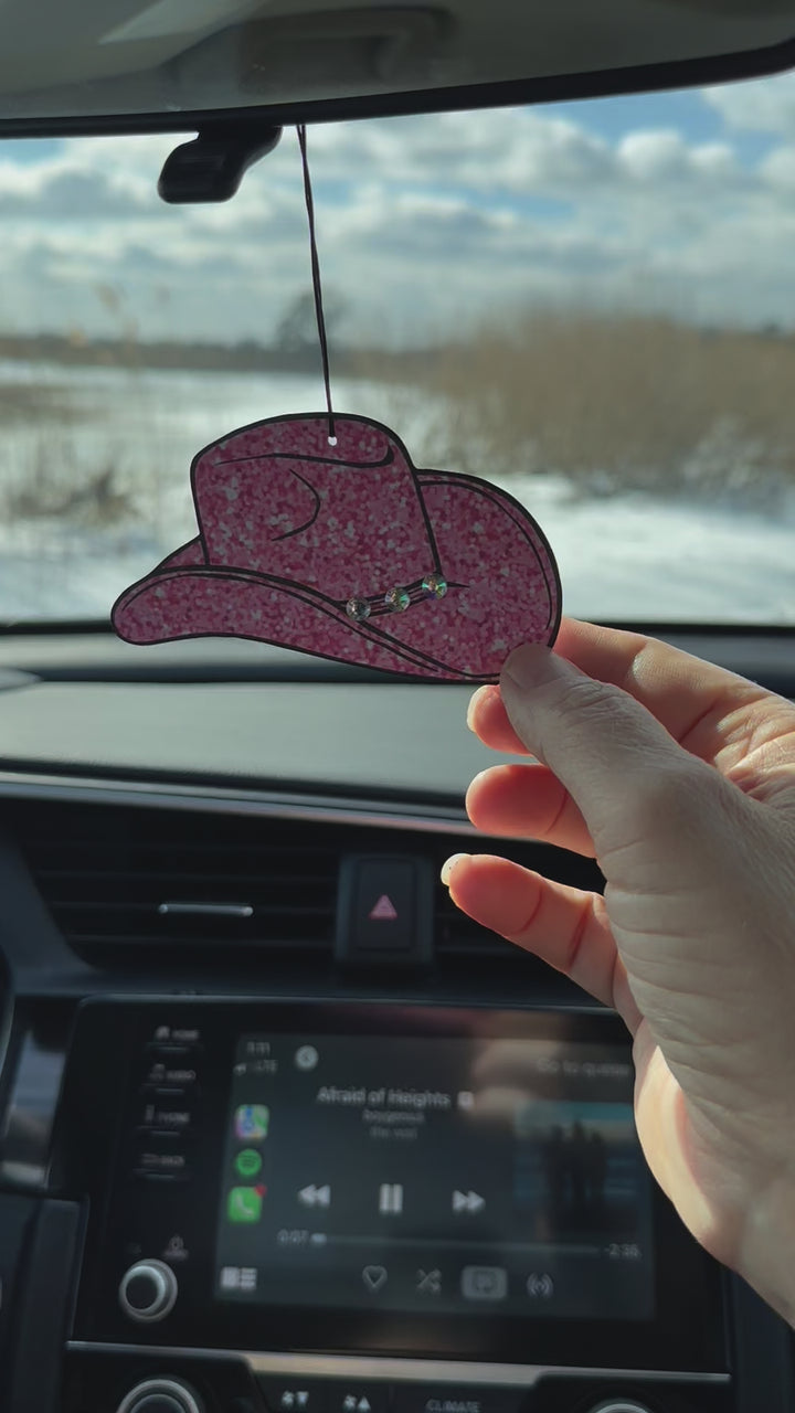 Pink Cowgirl Hat with Rhinestones Car Air Freshener